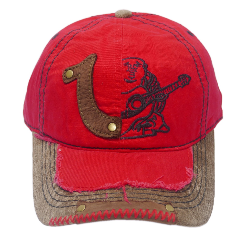 Nón kết ông địa True Religion loại xịn thêu một nữa - Chất liệu vải cao cấp, vá da trước kết tạo nên sự đẳng cấp