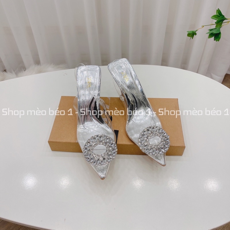 Sandal zara mica lót bạc tag đá tròn xuất dư fullbox