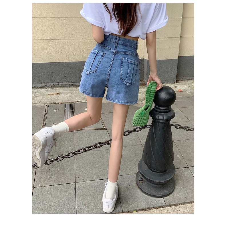 Quần Short Denim Lưng Cao Thiết Kế Không Đồng Đều Phong Cách Mùa Hè Mới Cho Nữ