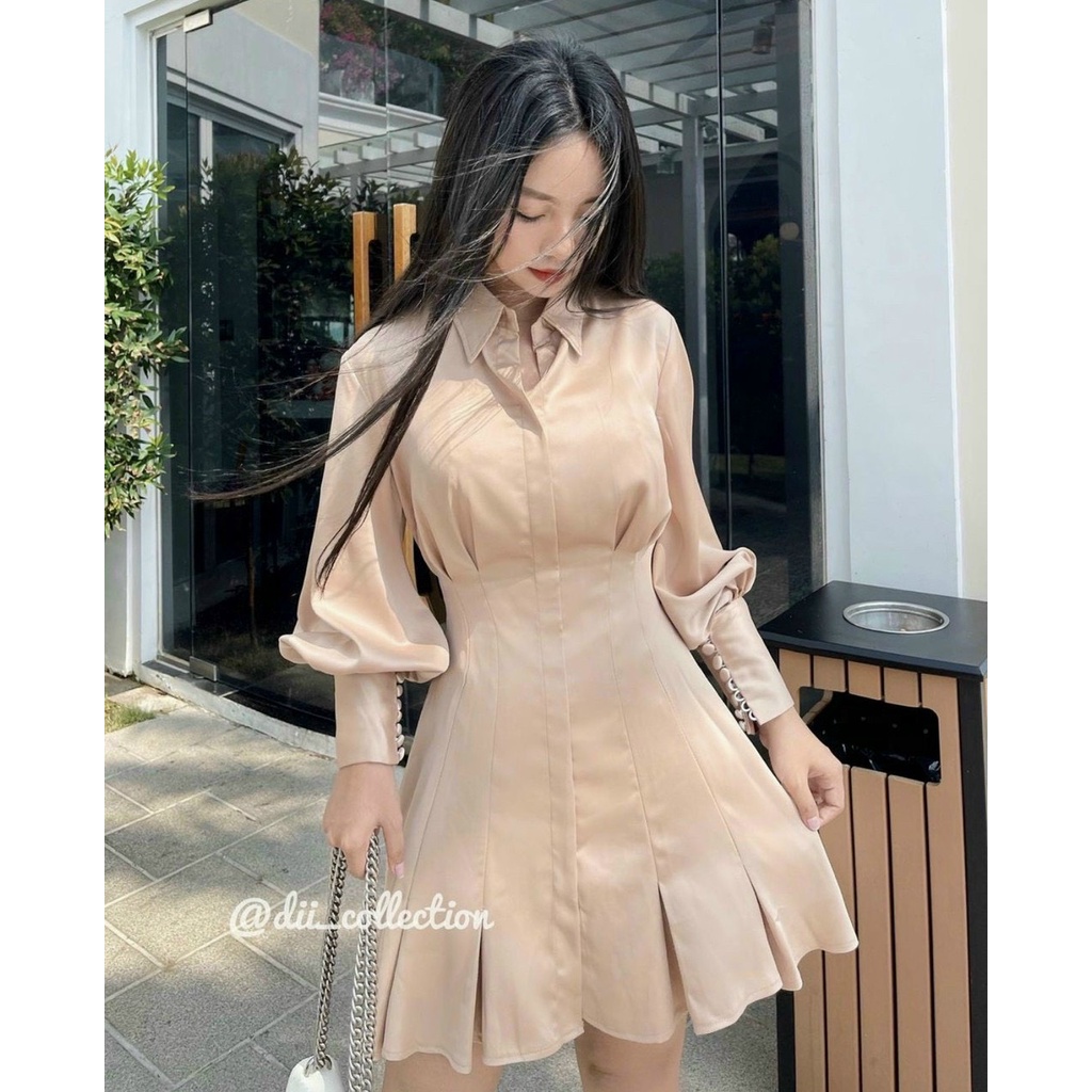 Đầm sơ mi cổ vest dáng dài đầm suông midi phong cách thời trang nữ | BigBuy360 - bigbuy360.vn