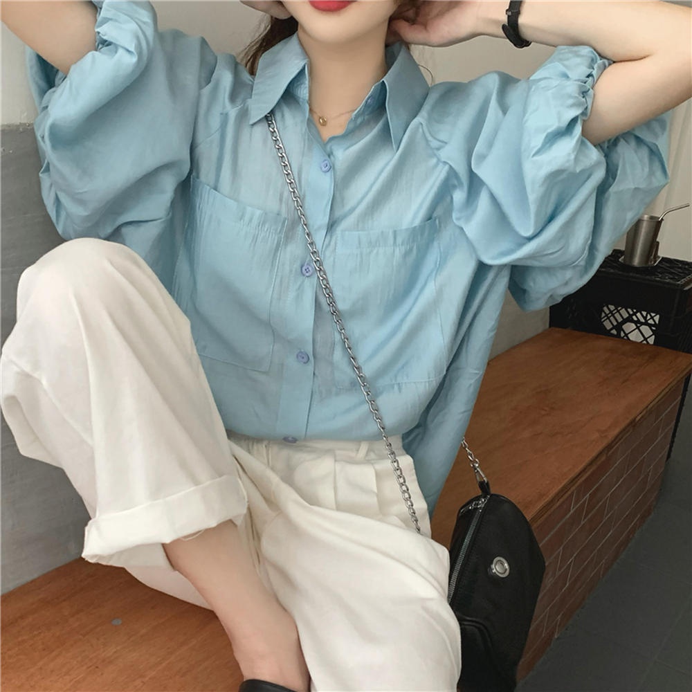 Áo Sơ Mi Tay Phồng Cổ Bẻ Phong Cách Retro 50049