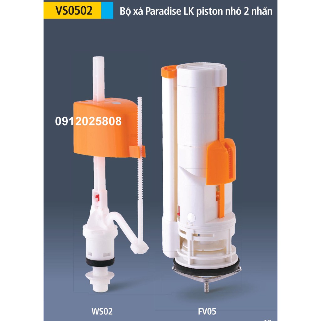 VS0502 - Bộ xả bồn cầu 1 khối 2 nút nhấn Paradise (bệt liền khối)