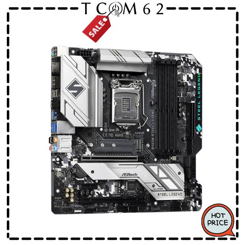 Main Asrock B460M STEEL LEGEND , 4 Khe Ram, ITX, Syn Led, NVME - Bảo hành 36Th