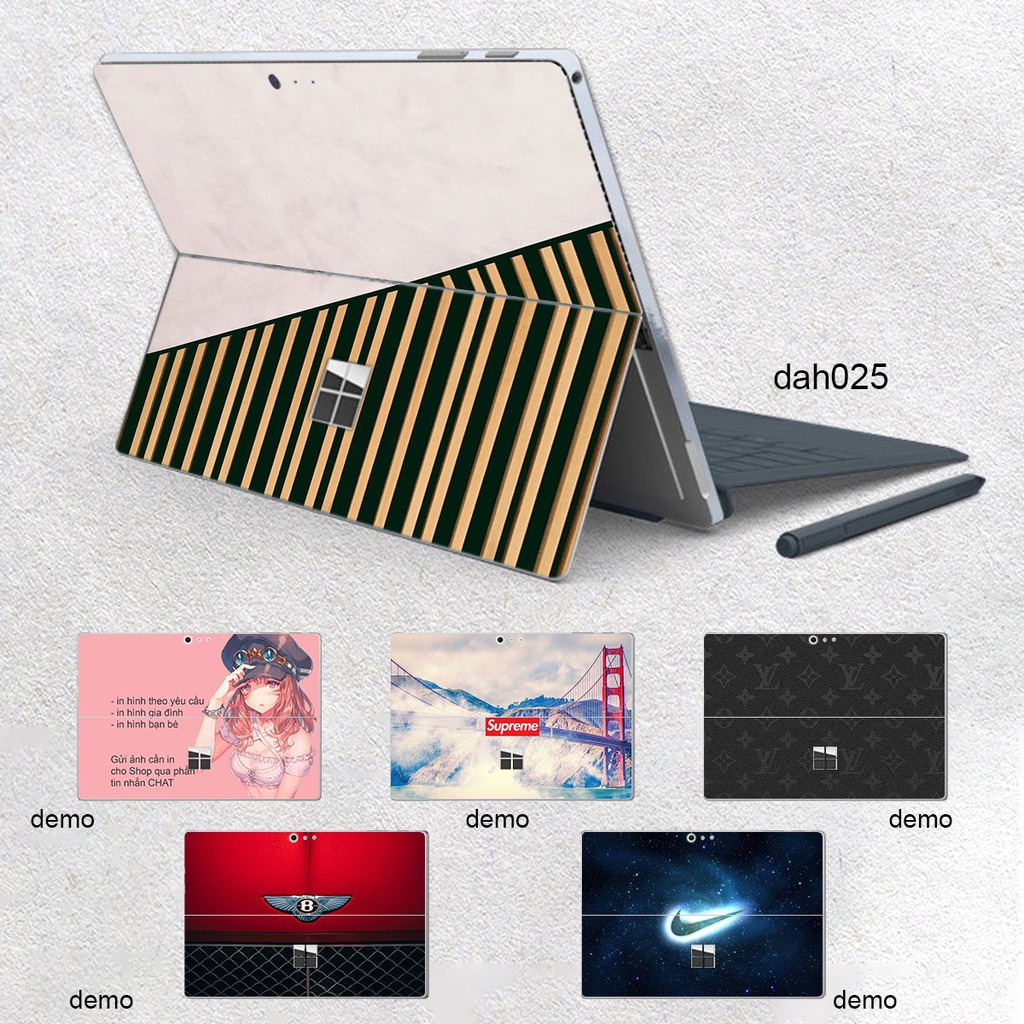 Skin dán hình đá phối gỗ - dah025 cho Surface Go, Pro 2, Pro 3, Pro 4, Pro 5, Pro 6, Pro 7, Pro X