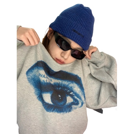 QKOOLE  Áo Hoodie Tay Dài Cổ Tròn In Họa Tiết Phong Cách Hàn Quốc Cho Nữ