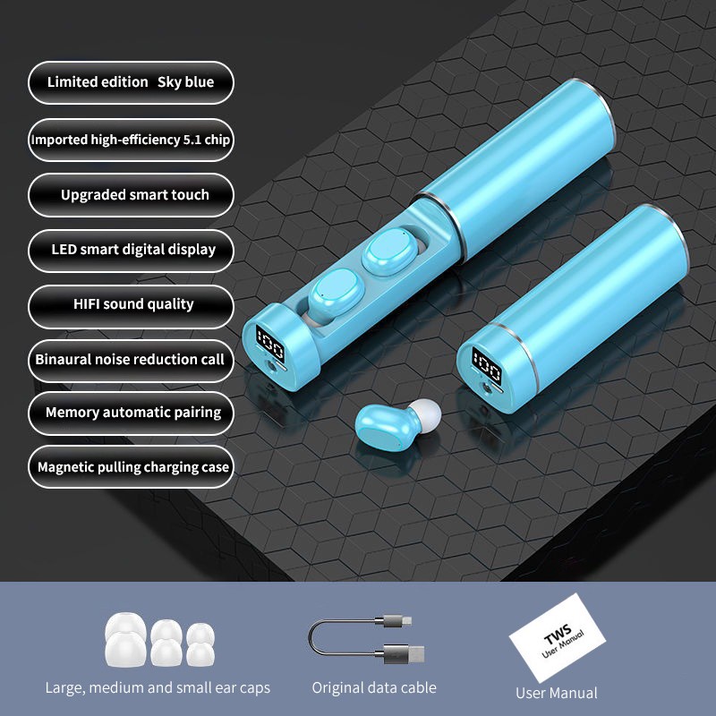 Tai Nghe Nhét Tai N21 Bluetooth 5.2 Chống Nước Màn Hình LED Cảm Ứng Kèm Đèn Pin