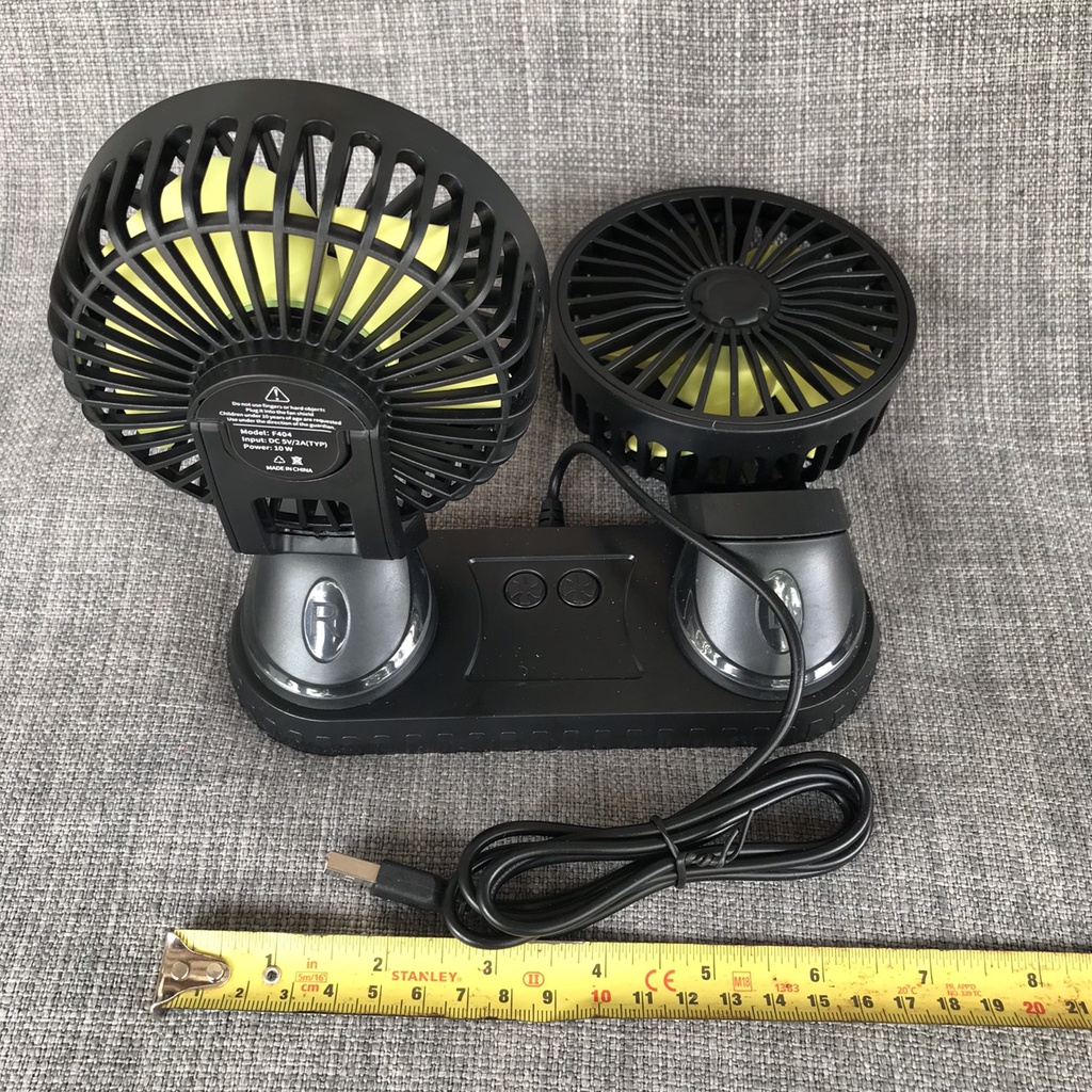 Quạt đôi 5V xoay 360 độ dùng cho ô tô, xe tải