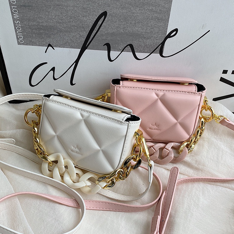 Túi Đeo Chéo Hình Vuông Cỡ Nhỏ Bằng acrylic Phối Dây Xích Thời Trang Cho Nữ