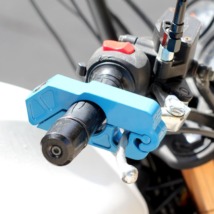 Khóa tay cầm, Khóa phanh xe máy cả xe đạp chống trộm, khóa xe tay ga màu xanh bằng thép sơn tĩnh điện mẫu mới nhất 2021