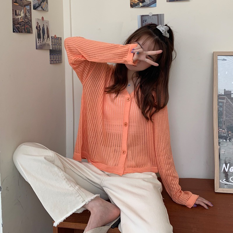 Áo Khoác Cardigan Dệt Kim Tay Dài Cổ Chữ V Dáng Rộng Thời Trang Cao Cấp