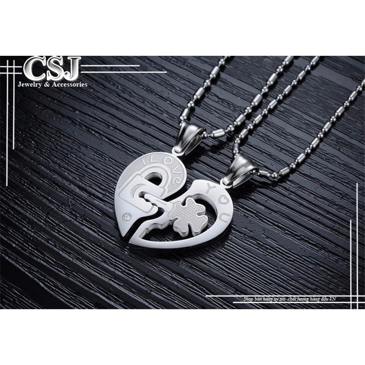 DÂY CHUYỀN CẶP INOX TRÁI TIM I LOVE YOU MC118 - siêu đẹpchuẩn thời trang