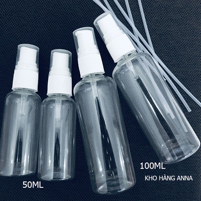 CHAI PET XỊT PHUN SƯƠNG/ XỊT GIỌT  100ML/ 70ml/ 50ML/ 30ml/ 10ml - CHAI NHỰA TRONG SUỐT ĐẦU XỊT PHUN SƯƠNG Chiết Mỹ phẩm