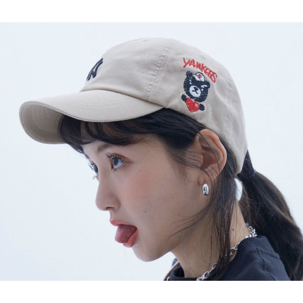 Mũ MLB gấu kem Ny
