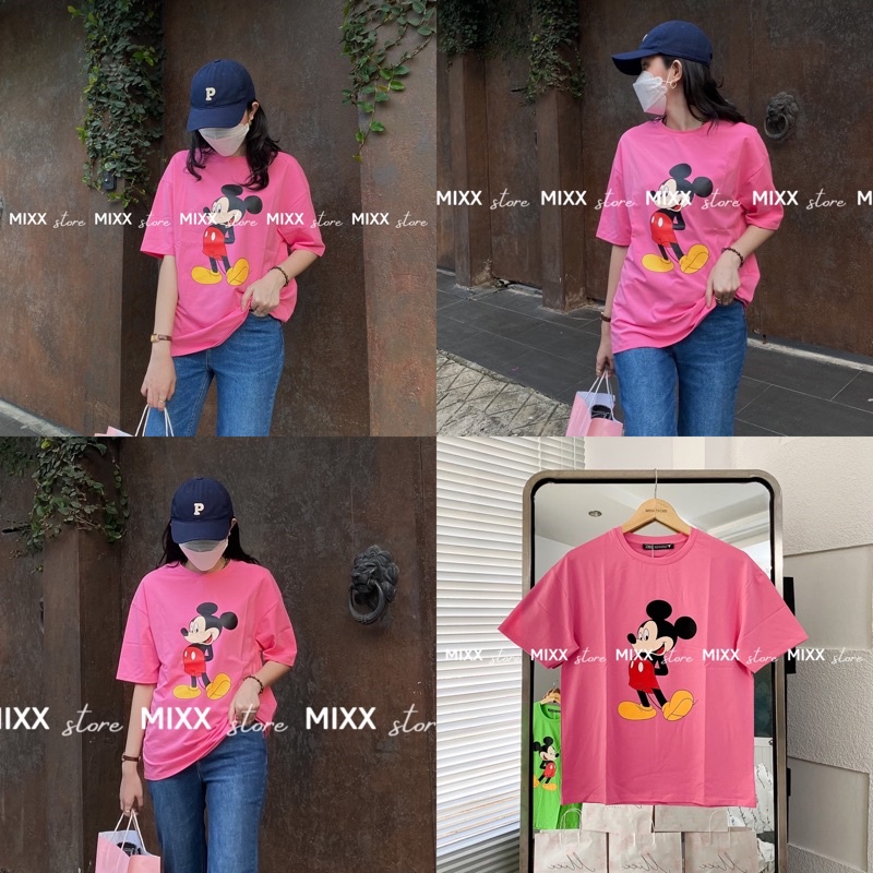 Áo Thun Nữ Mickey zara ép nhiệt xuất xịn chất đanh mịn phom suông rộng