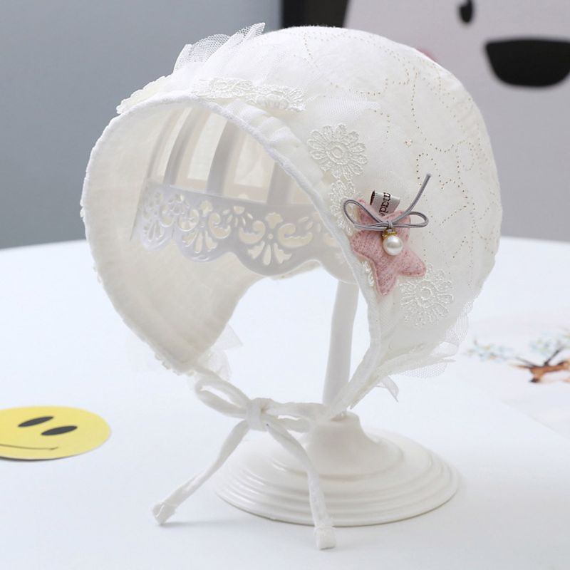 Mũ Cotton Phối Ren Che Nắng Kiểu Công Chúa Thời Trang Mùa Hè Cho Bé Sơ Sinh