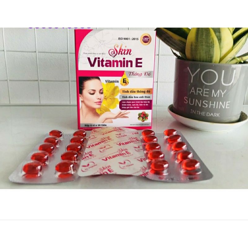 Skin Vitamin E đỏ - Tinh dầu thông đỏ, tinh dầu hoa anh thảo (hộp 4vỉ *10viên) | BigBuy360 - bigbuy360.vn