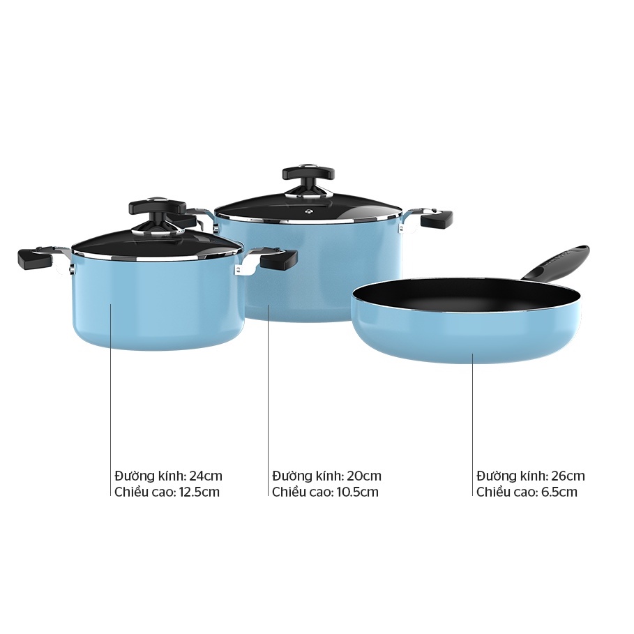 BỘ NỒI CHẢO CHỐNG DÍNH ĐÁY TỪ SUNHOUSE SHG77MB