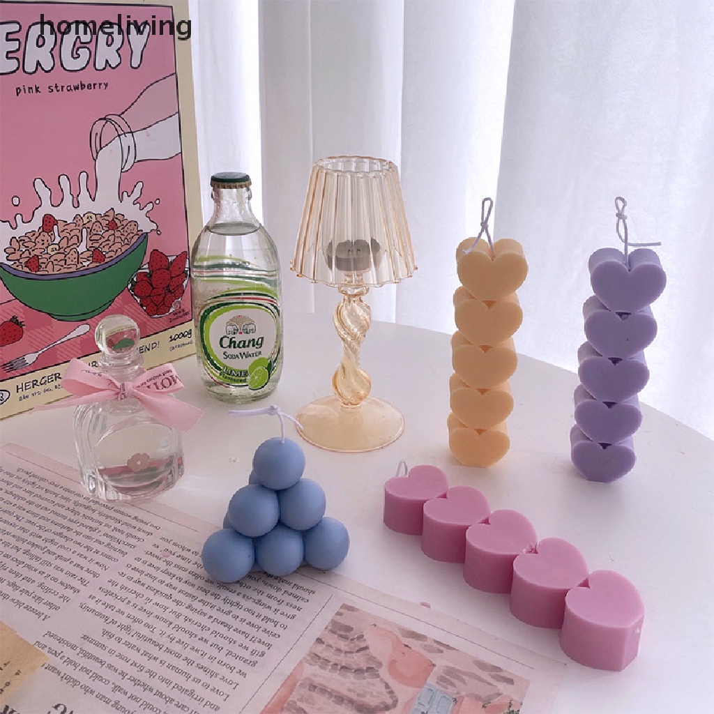 Khuôn Làm Nến Hình Trụ Trong Suốt 5 Kiểu Trái Tim Độc Đáo Trang Trí Tiệc Cưới