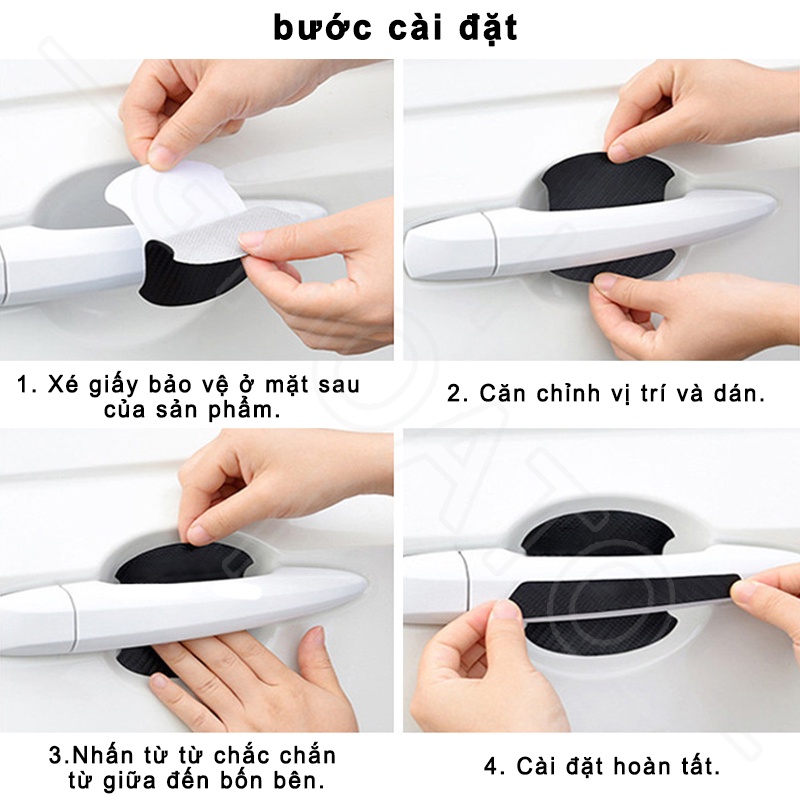 GTIOATO Bộ Bảo Vệ Tay Nắm Cửa ô Tô Sợi Carbon Bộ Bảo Vệ Bát Cửa Gương Hậu Xe HơI MiếNg DáN ChốNg XưỚC Phụ KiệN Ô Tô Cho Hyundai Accent Kona I10 I30 I20 Elantra Sonata Tucson SantaFe Creta Veloster NEXO Venue