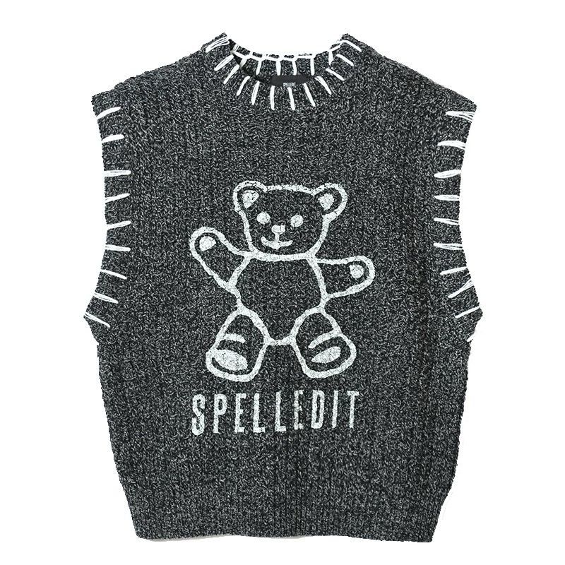 Áo Gi-Lê Len Cổ Tròn Dáng Rộng Thiết Kế Trẻ Trung Hợp Thời Trang