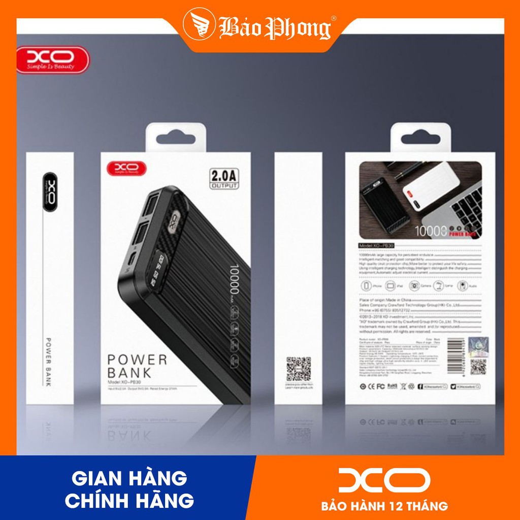 Pin Dự Phòng XO PB30 10.000mAh