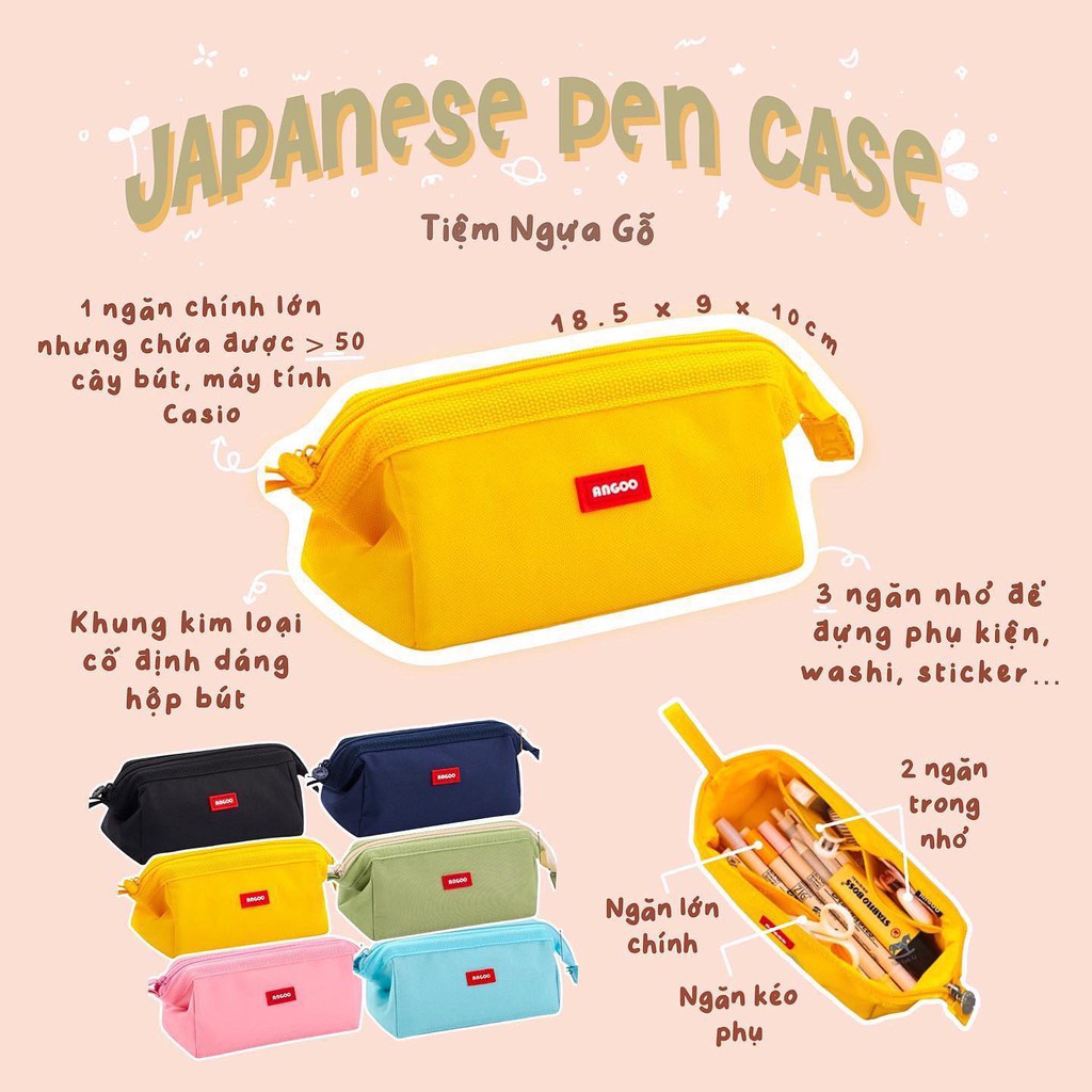 Túi Bút Vải Japanese Pen case, Hộp Bút Canvas, Nhiều Ngăn Đa Năng Nhiều Ngăn Dễ Thương Cho Học Sinh