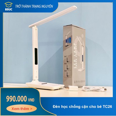 ĐÈN HỌC ĐỂ BÀN Chống Cận cho bé TC26 kết hợp nhiều tính năng xem giờ ngày tháng năm