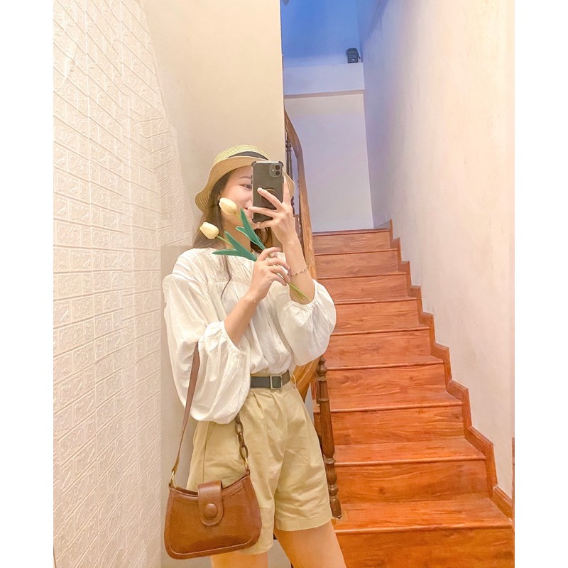 Quần short kaki vintage kèm belt