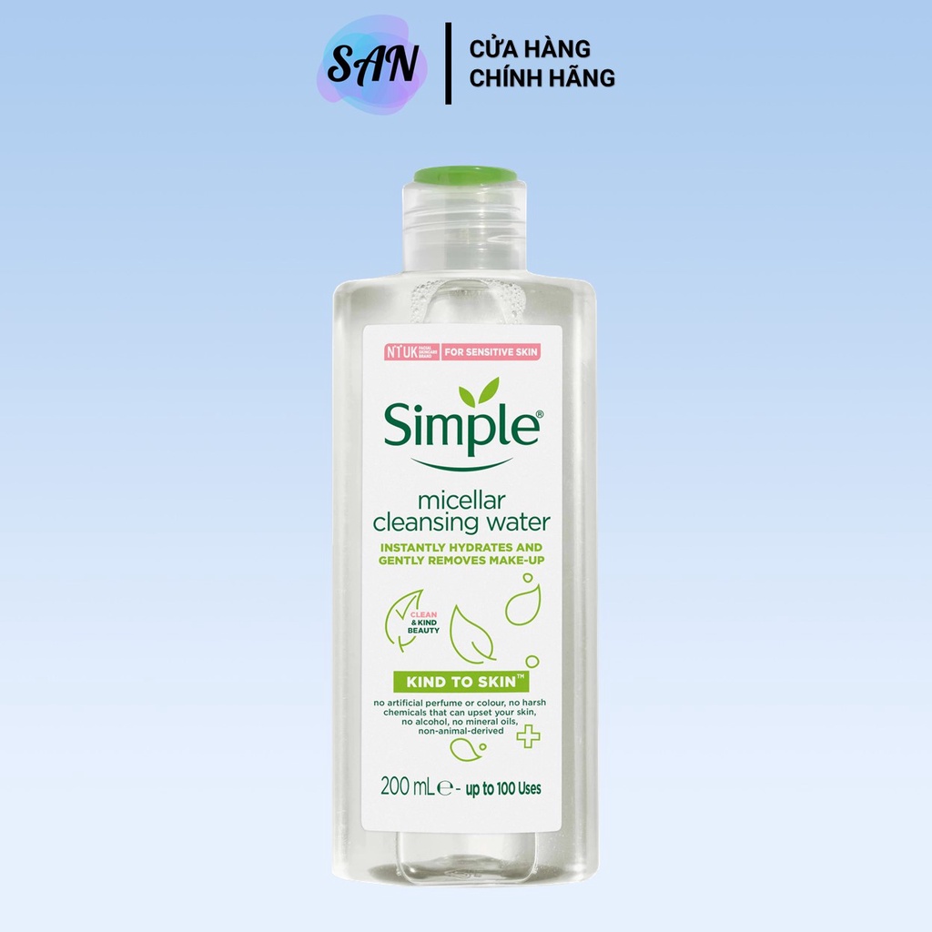 Nước Tẩy Trang Không Cồn Simple Cleansing Water 200ml