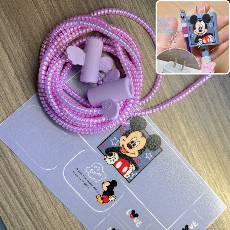 Combo dán sạc , dây quấn và bảo vệ cáp 18/20w