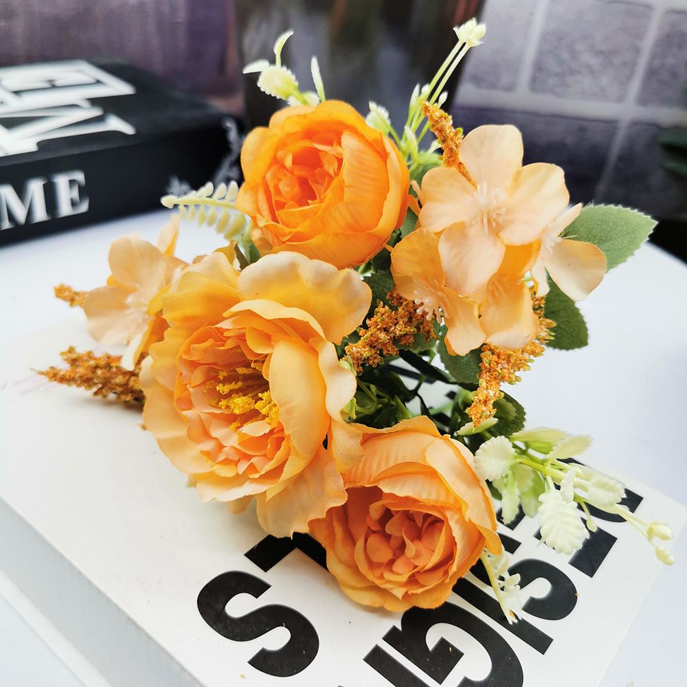 CONOPERY Bó hoa nhân tạo với 5 loại hoa bằng lụa dùng trang trí DIY