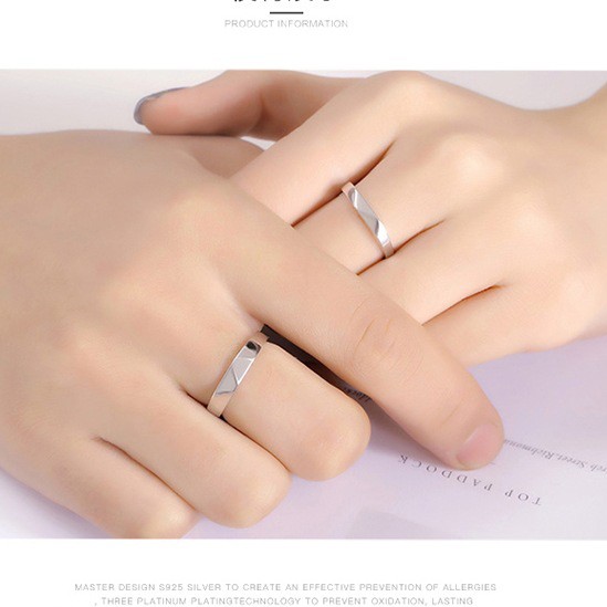 Nhẫn Bạc 925 Thời Trang Có Thể Điều Chỉnh Cho Cặp Đôi/Nam/Nữ