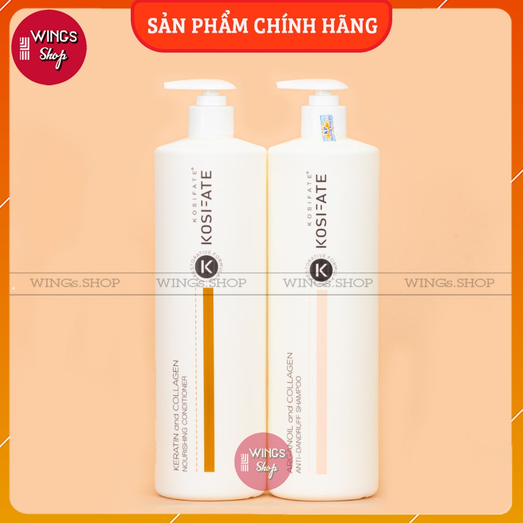 Cặp gội xả dưỡng sinh, phục hồi đa tầng, sạch gàu bổ sung dưỡng chất cho tóc KOSIFATE  1000ml | Wings Shop