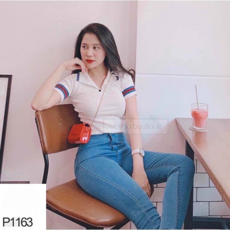 Áo thun cổ trụ phối viền cổ và tay mới nhất A15