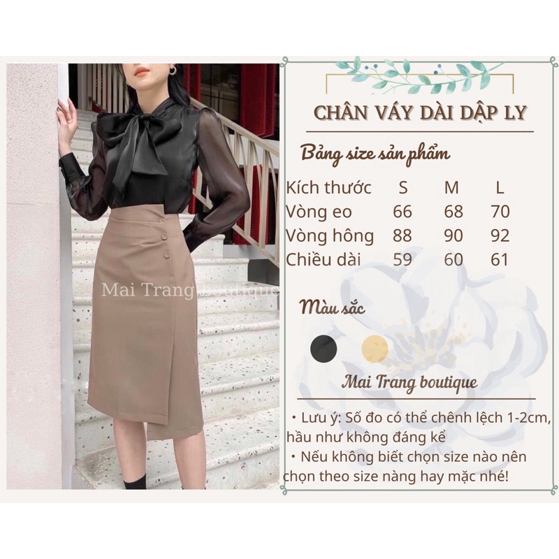 Chân váy dài qua gối xẻ tà công sở, Chân váy dài dập ly lưng cao dáng bút chì – (CV02) | BigBuy360 - bigbuy360.vn