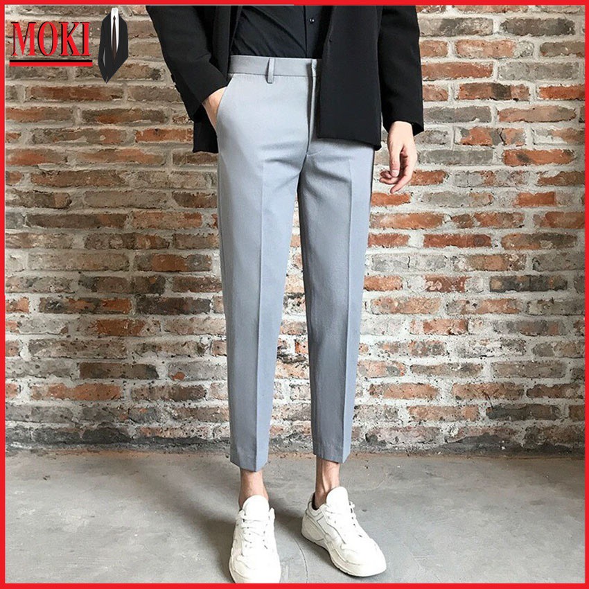 Quần âu nam MOKI ống côn vải lụa co giãn, không nhăn không xù cực kì tôn dáng | BigBuy360 - bigbuy360.vn