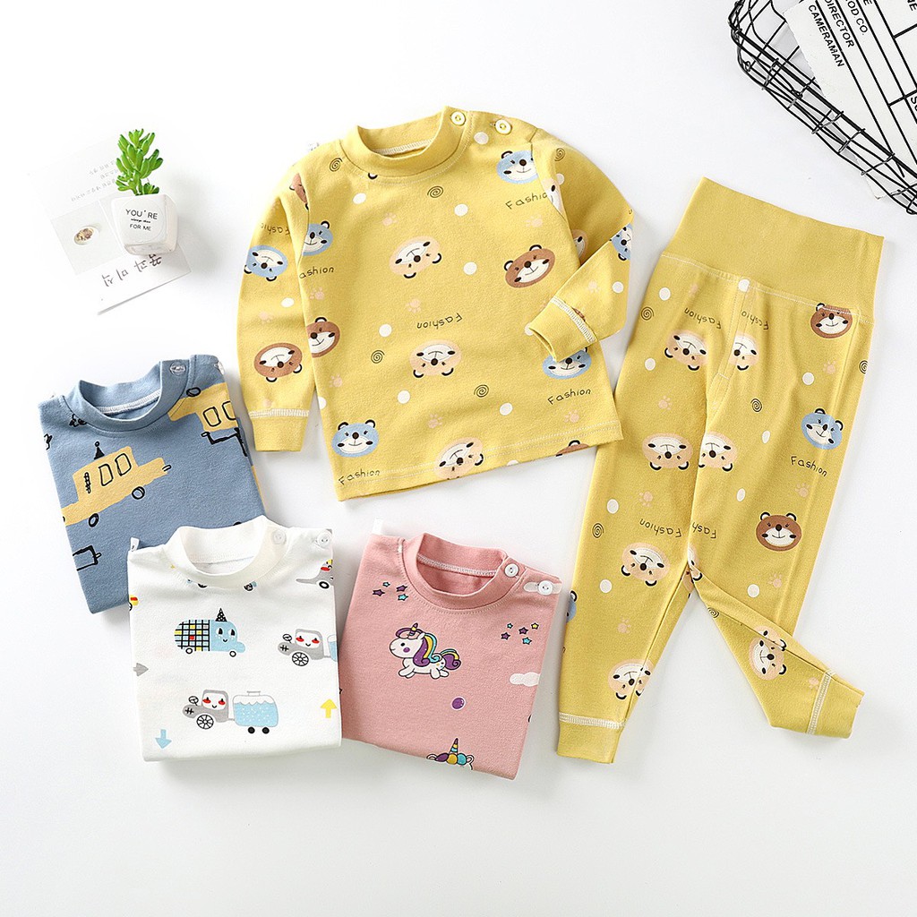 [Hàng Quảng Châu Nhiều Màu] Bộ Đồ Cotton Cạp Cao Loại Đẹp Cho Bé