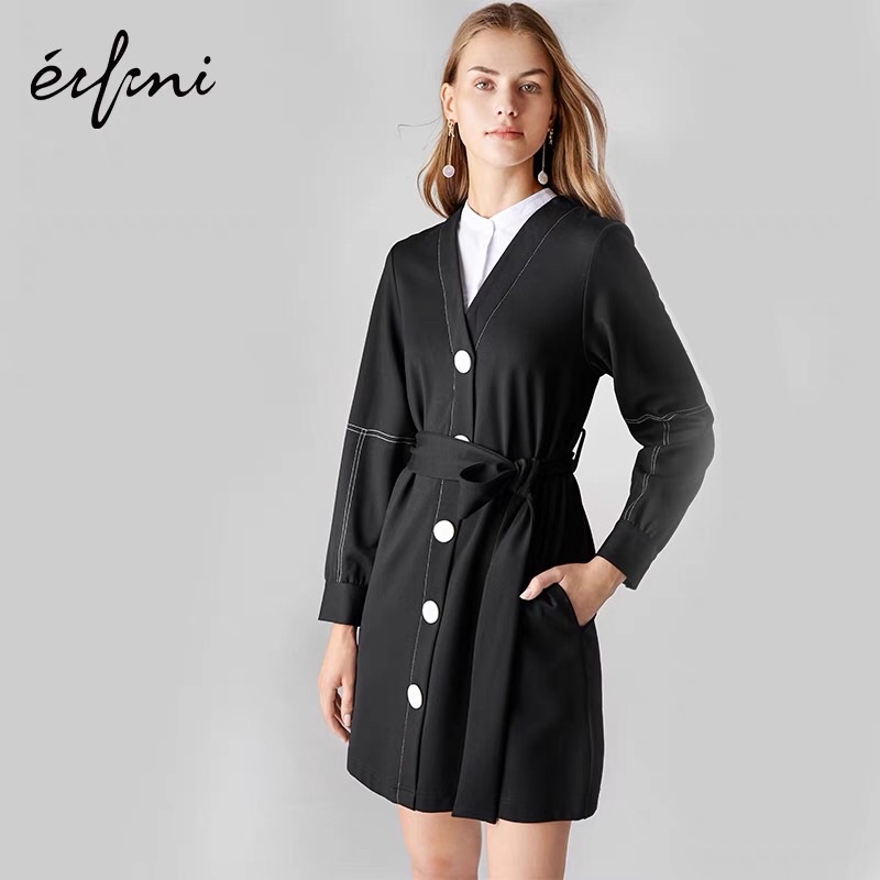 Đầm đen mix sơ mi Eifini