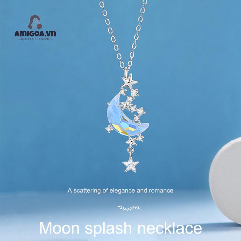 ✨✨Vòng cổ Hợp Kim Hình Mặt Trăng Và Ngôi Sao Đính Đá Thời Trang Cho Nữ