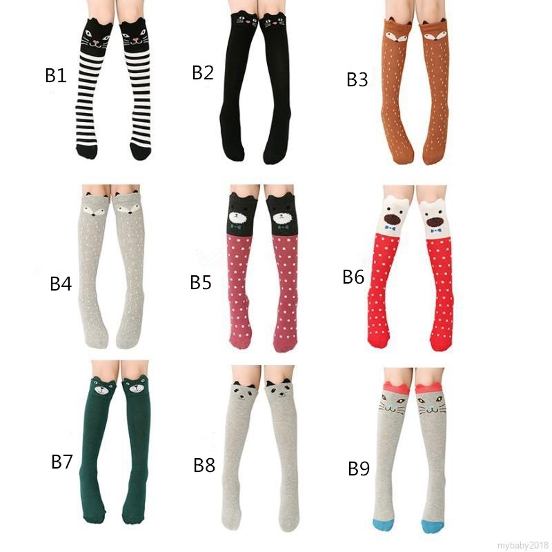Vớ Cotton Thoáng Khí Dài Ngang Gối In Họa Tiết Hoạt Hình Dễ Thương Cho Bé Gái