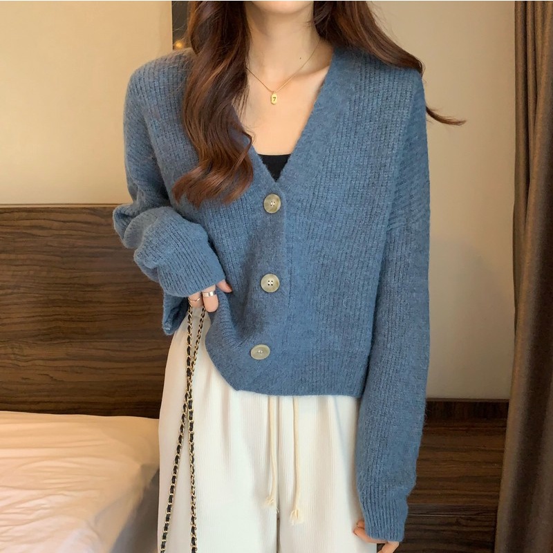 Áo khoác cardigan IELGY dệt kim thoải mái phong cách Hàn Quốc cho nữ