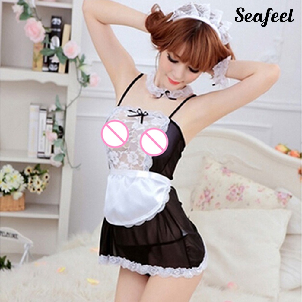 Set Đồ Ngủ Ren Xuyên Thấu Hóa Trang Cô Hầu Gái Quyến Rũ Dành Cho Nữ | BigBuy360 - bigbuy360.vn