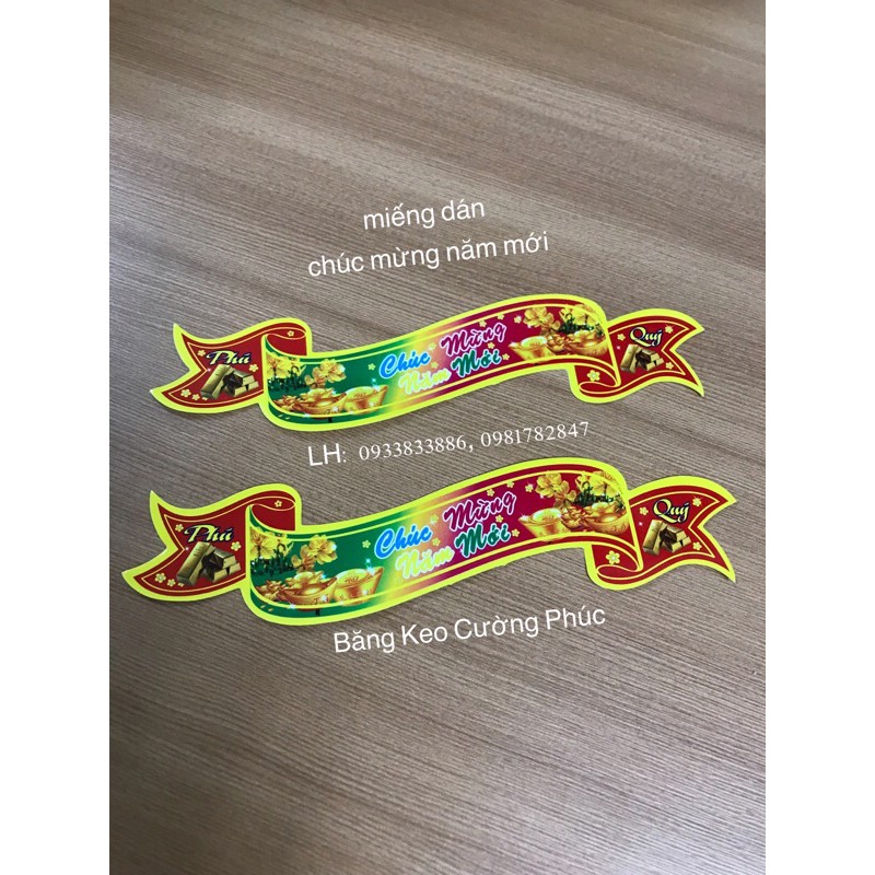 "Miếng DECAL" 10 miếng dán chữ "Chúc Mừng Năm Mới"
