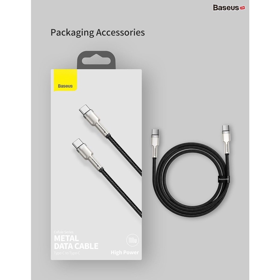 Cáp sạc siêu nhanh 100W Baseus Cafule Series Metal Data Cable Type-C to Type-C (100W)