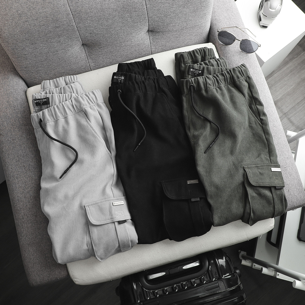 Quần Dài Kaki Túi Hộp Nam, Quần Jogger Kaki Túi Hộp Nam BOUTON Cargo 03 Màu Trơn JGBO0010 Form Slim 160STORE.