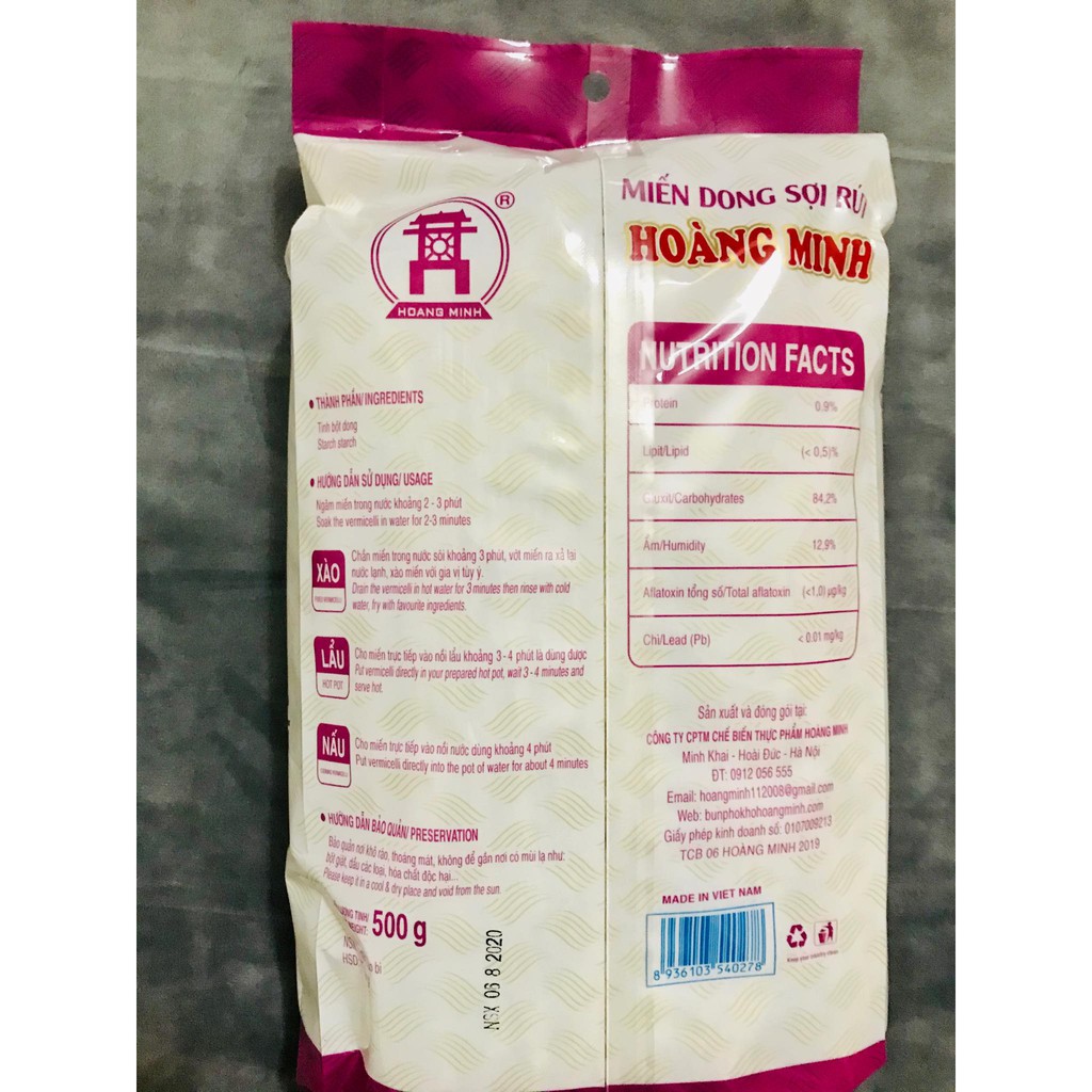 [Mã 267FMCGSALE giảm 8% đơn 500K] Miến dong sợi rút Hoàng Minh túi 500gr | BigBuy360 - bigbuy360.vn