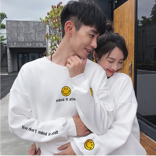 (SALE ) Áo nỉ đôi SMILE hình mặt cười cực dễ thương Mẫu nỉ mới nhất thu đông