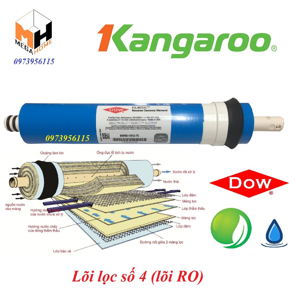 Lõi lọc Kangaroo, lõi số 4/5/6/7/8/9 hàng chính hãng