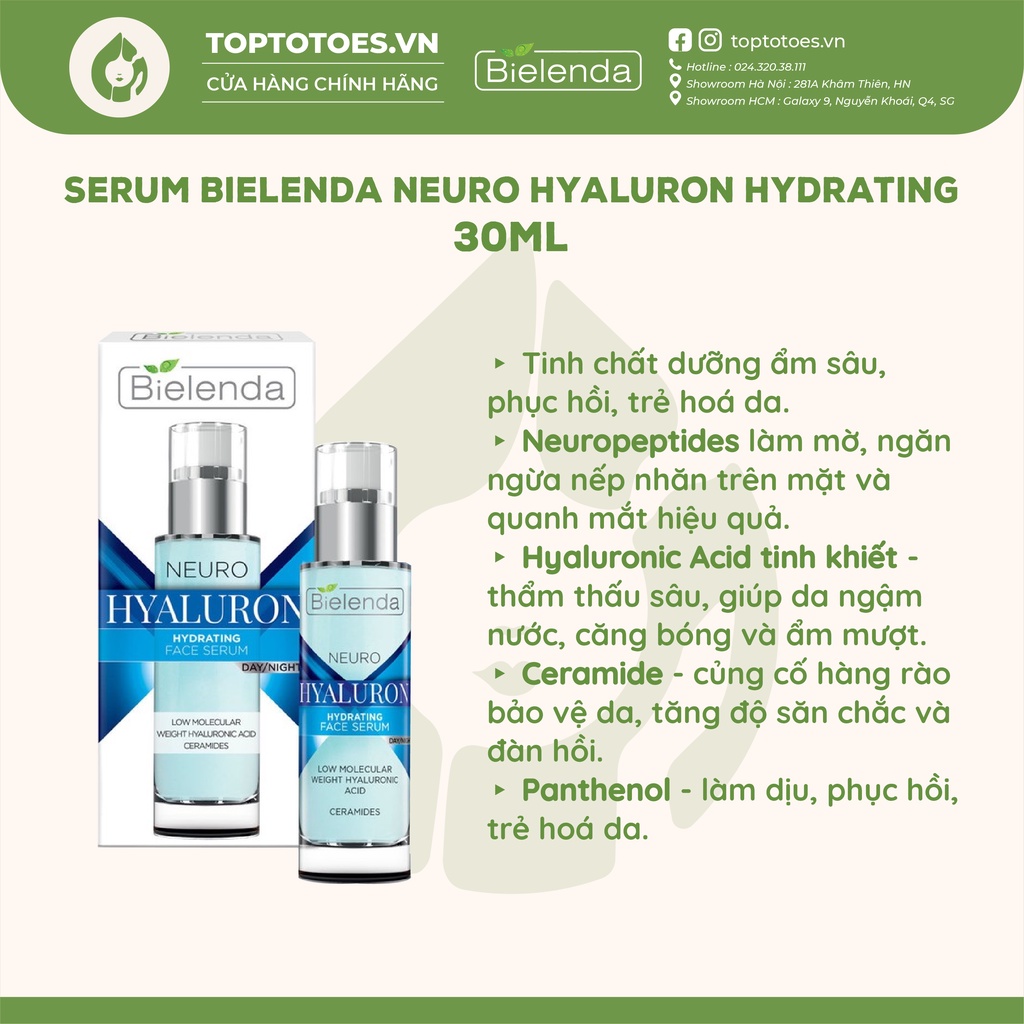 Serum Bielenda Neuro Hyaluron Hydrating dưỡng ẩm sâu, phục hồi, trẻ hoá da