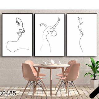 Set tranh canvas nét vẽ trừu tượng phong cách minimal 30x40 (1217) DC0485